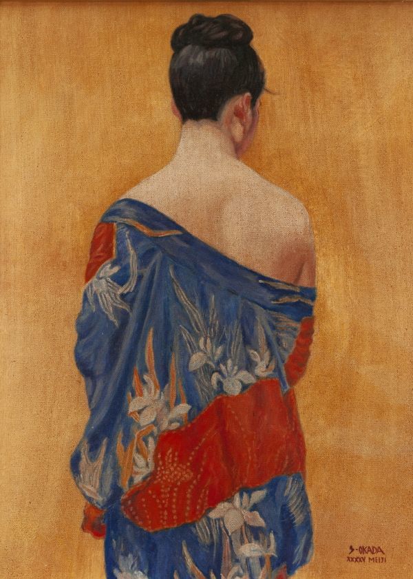 Yahoo!オークション - 岡田三郎助 油絵 手描き《あやめの衣》表 Yahoo!オークション - 岡田三郎助 油絵 手描き《あやめの衣》表