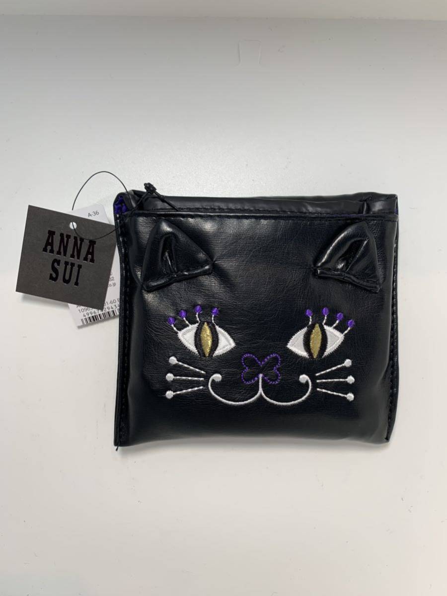 ANNA SUI アナスイ　 ミニ エコバッグ ブラック 新品未使用品 ネコ　猫　ねこ_画像1