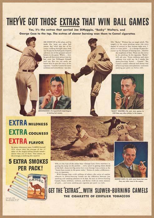 キャメル タバコ レトロミニポスター B5サイズ 複製広告 ◆ 煙草 CAMEL ジョー・ディマジオ 野球選手 USAD5-241_画像1