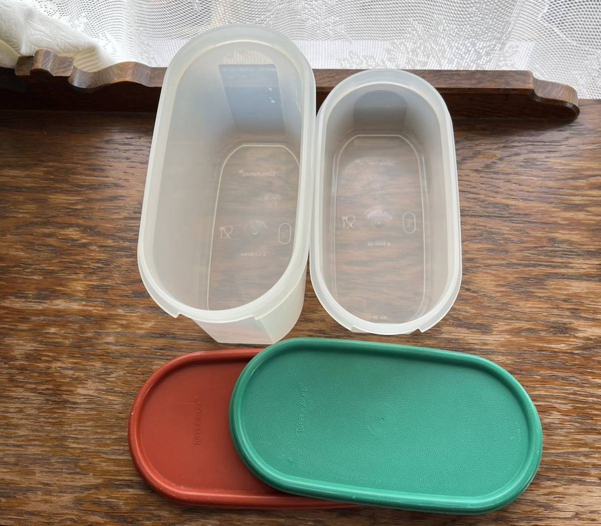 タッパーウェア MM楕円 #1 #2 Tupperware 2個セット 密封容器 保存容器 USED_画像3