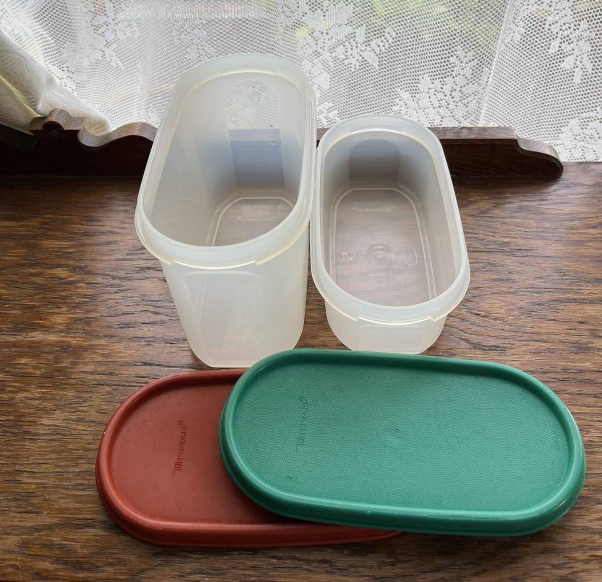 タッパーウェア MM楕円 #1 #2 Tupperware 2個セット 密封容器 保存容器 USED_画像2