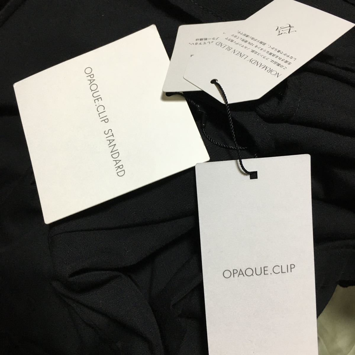 NC150 未使用 OPAQUE.CLIP オペークドットクリップ リネン混 麻 半袖 リボン ベルト ロングワンピース マキシ丈 ワンピ レディース M 黒_画像9