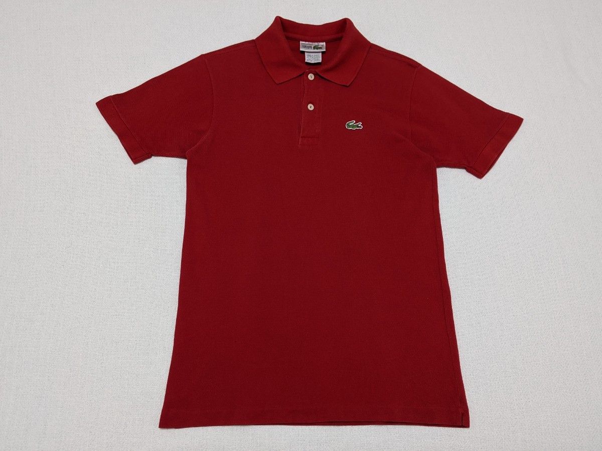80s LACOSTE ラコステ ポロシャツ ヴィンテージ古着 赤色 フランス製 半袖 サイズ3