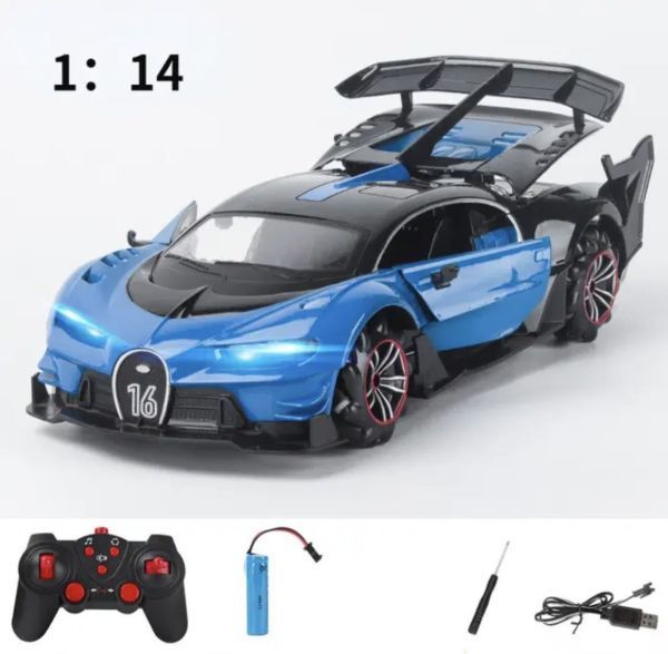◎　1:14 rcカー　おもちゃ　電動　レーシング　充電 スポーツカー　ドリフト　ledライト　リモコン　オフロード　BLUE Door Openin