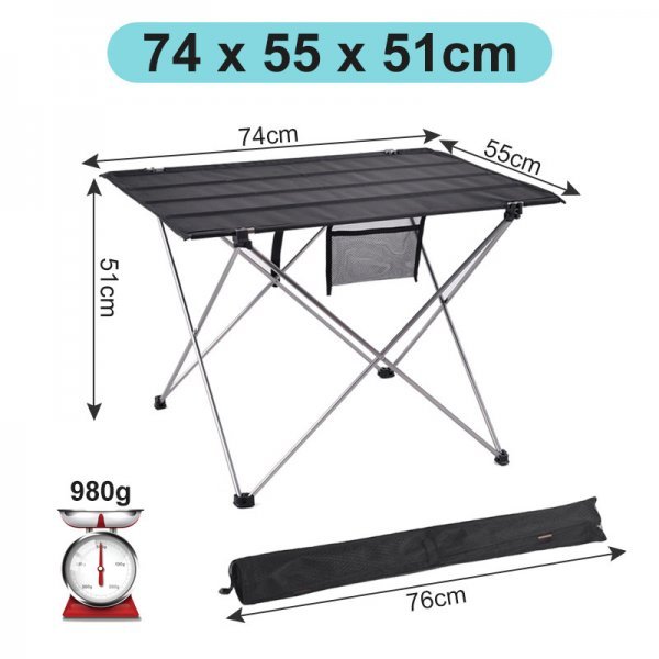 ●　折りたたみ式　屋外　キャンプ　テーブル　ピクニック　ハイキング　軽量　アルミ (色: 74x55x51cm Gray)