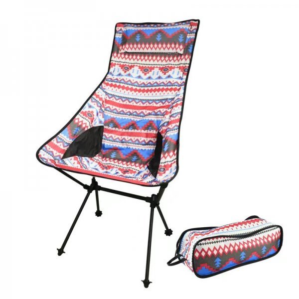 ●　軽量 折りたたみ式 キャンプ チェア ハイキング ピクニック ビーチ 椅子 (色: Red-White)