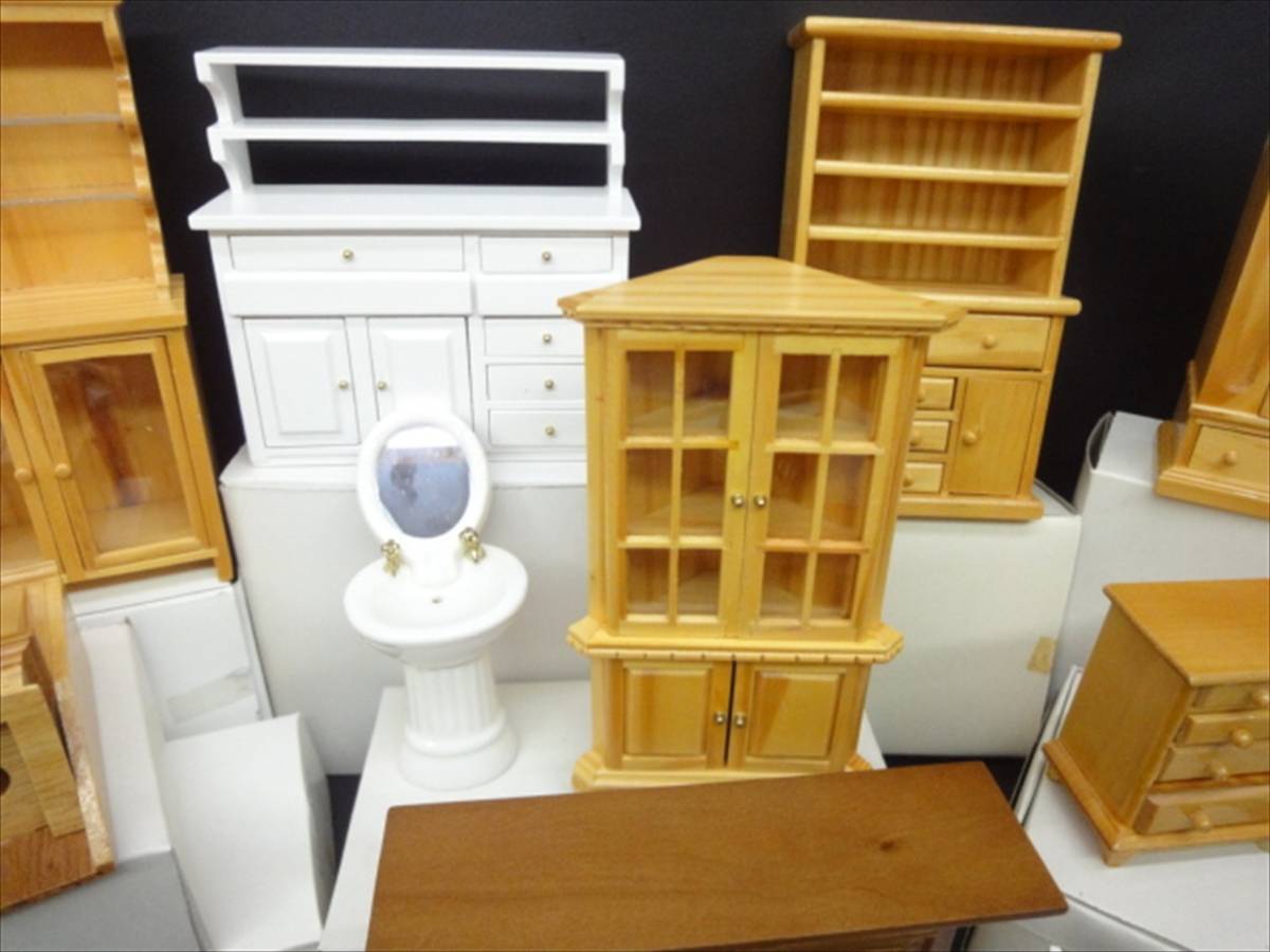 g12-2T6207/ doll house furniture [ large amount ] bed / mantle piece / chest / face washing pcs etc. * Okinawa / remote island shipping un- possible 