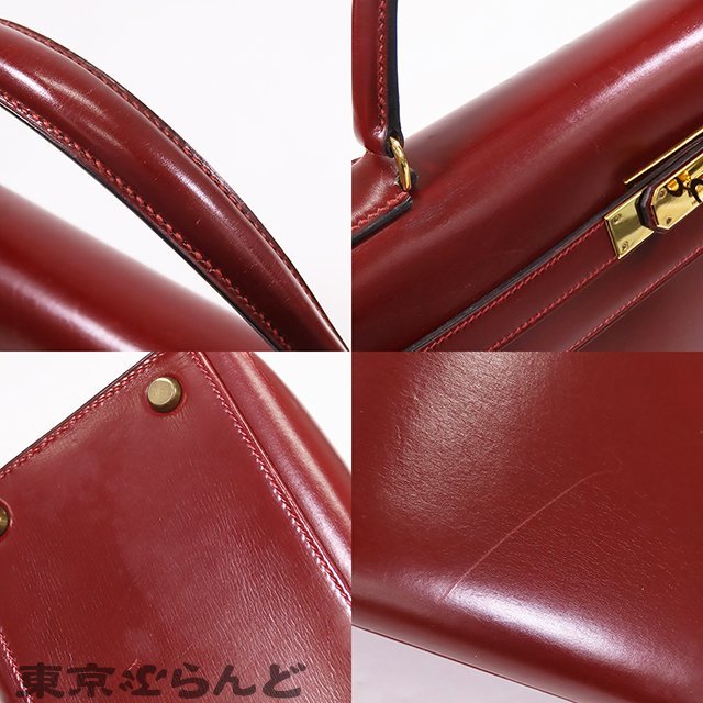 101683573 エルメス HERMES ケリー 32 〇J刻印 ルージュアッシュ ゴールド金具 ボックスカーフ 外縫 ハンドバッグ レディース ヴィンテージ_画像7