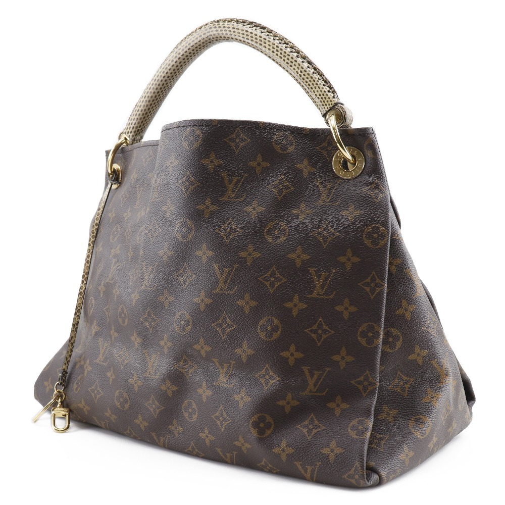 LOUIS VUITTON ルイ・ヴィトン アーツィーMM CA4106 ショルダーバッグ モノグラムキャンバス×パイソン 茶 レディース【I171823006】中古_画像2