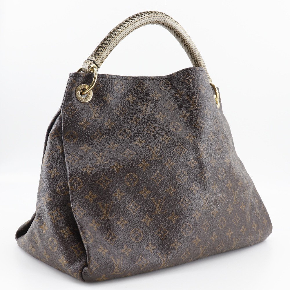 LOUIS VUITTON ルイ・ヴィトン アーツィーMM CA4106 ショルダーバッグ モノグラムキャンバス×パイソン 茶 レディース【I171823006】中古_画像3