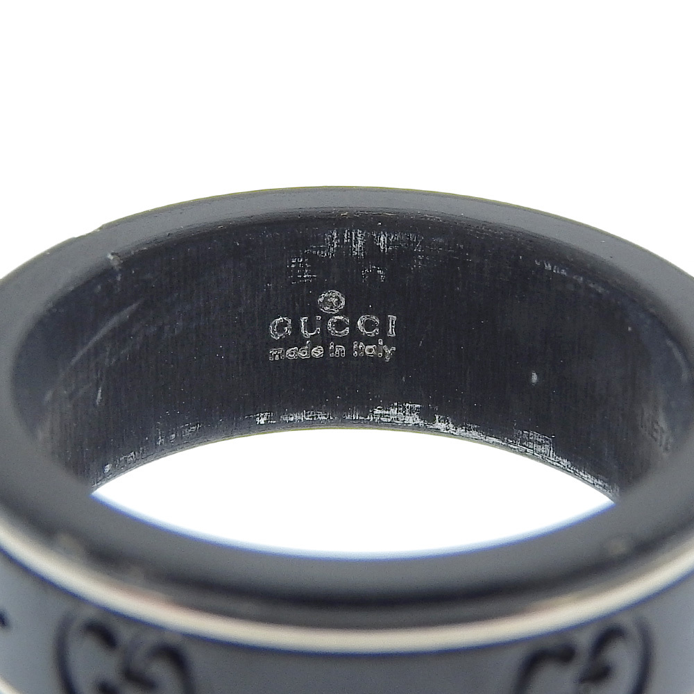GUCCI グッチ アイコンリング GG リング・指輪 金属製×K18WG 12号 黒