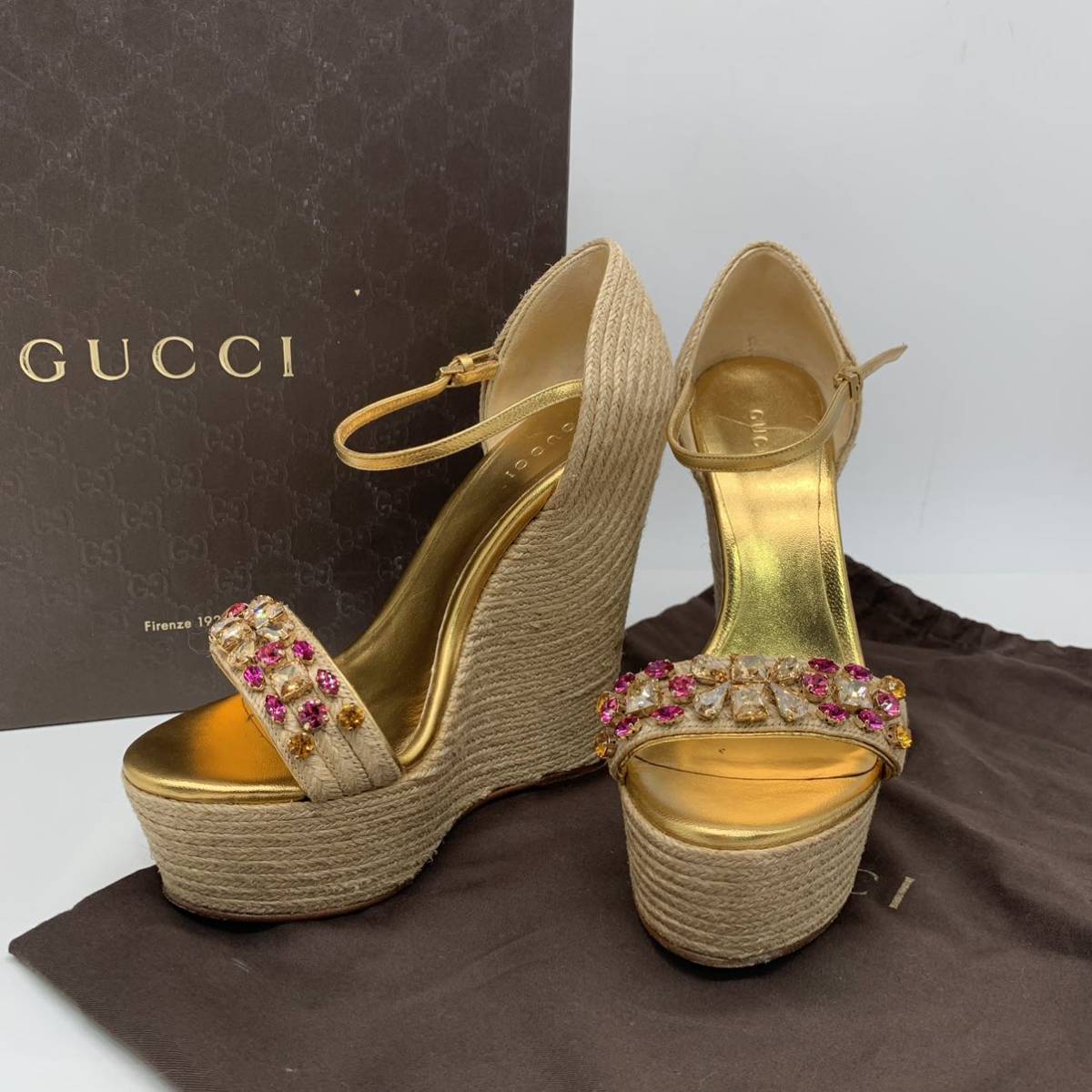 ヤフオク! - GUCCI（グッチ）カロリーナ ウェッジソール エ