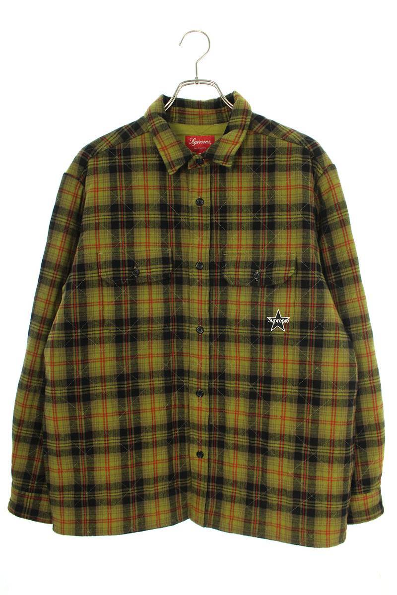 シュプリーム SUPREME quilted plaid flannel shirt サイズ:M キルティングフランネルチェック長袖シャツ 中古 BS99