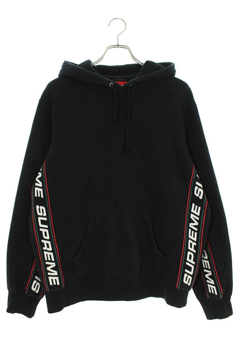 シュプリーム SUPREME Text Rib Hooded Sweatshirt サイズ:M サイドロゴデザインプルオーバーパーカー 中古 OM10
