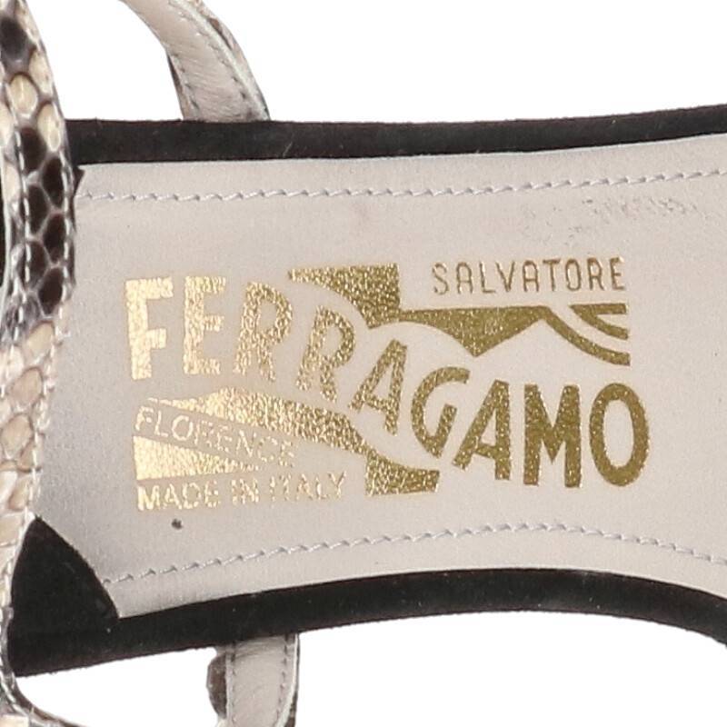 サルバトーレフェラガモ Salvatore Ferragamo サイズ:7.5 ウェッジソールパイソンストラップサンダル 中古 BS99_画像3