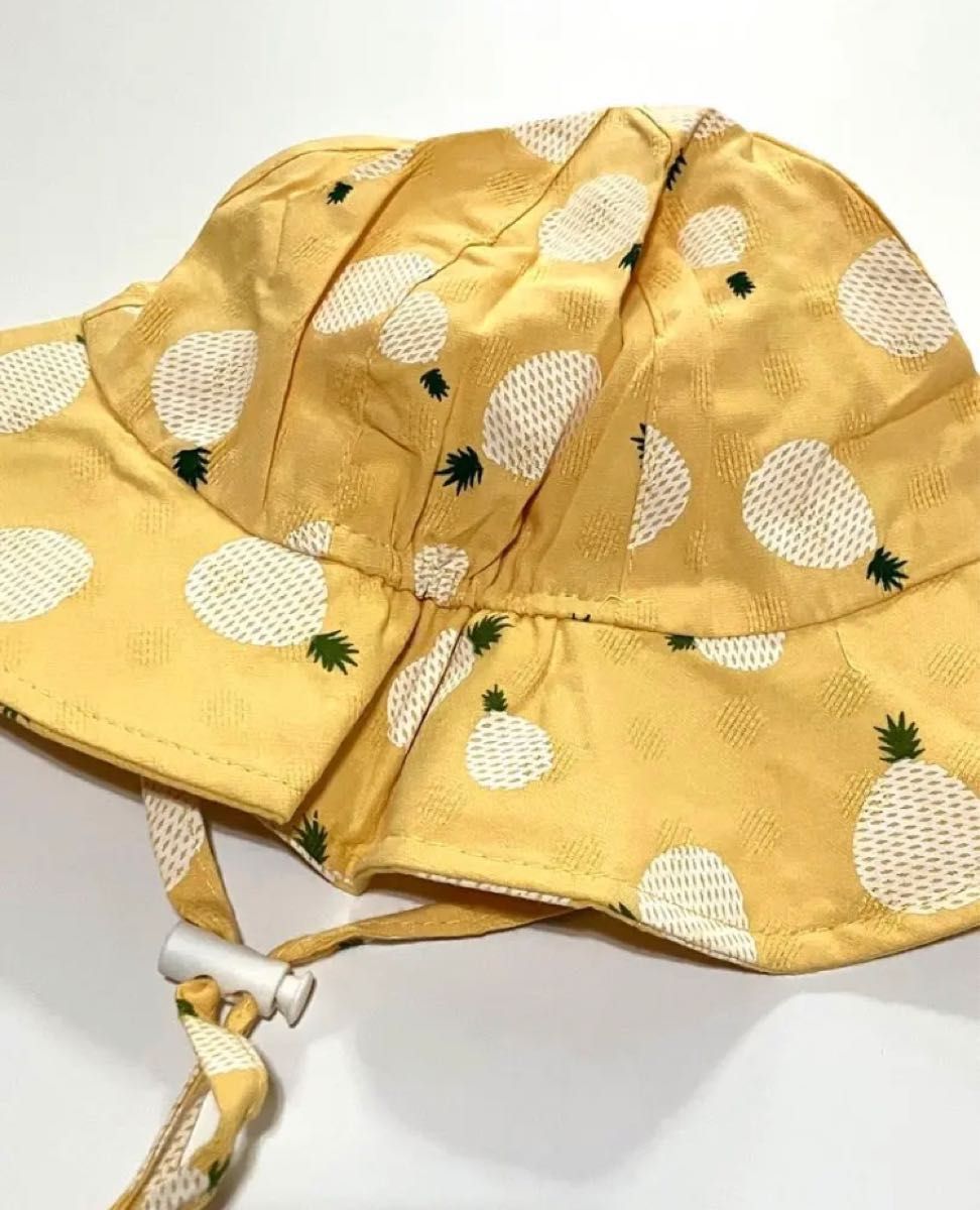 夏セール　韓国　ベビーキッズ　サマーハット　バケットハット 日除け  帽子　フルーツ　黄色　パイナップル