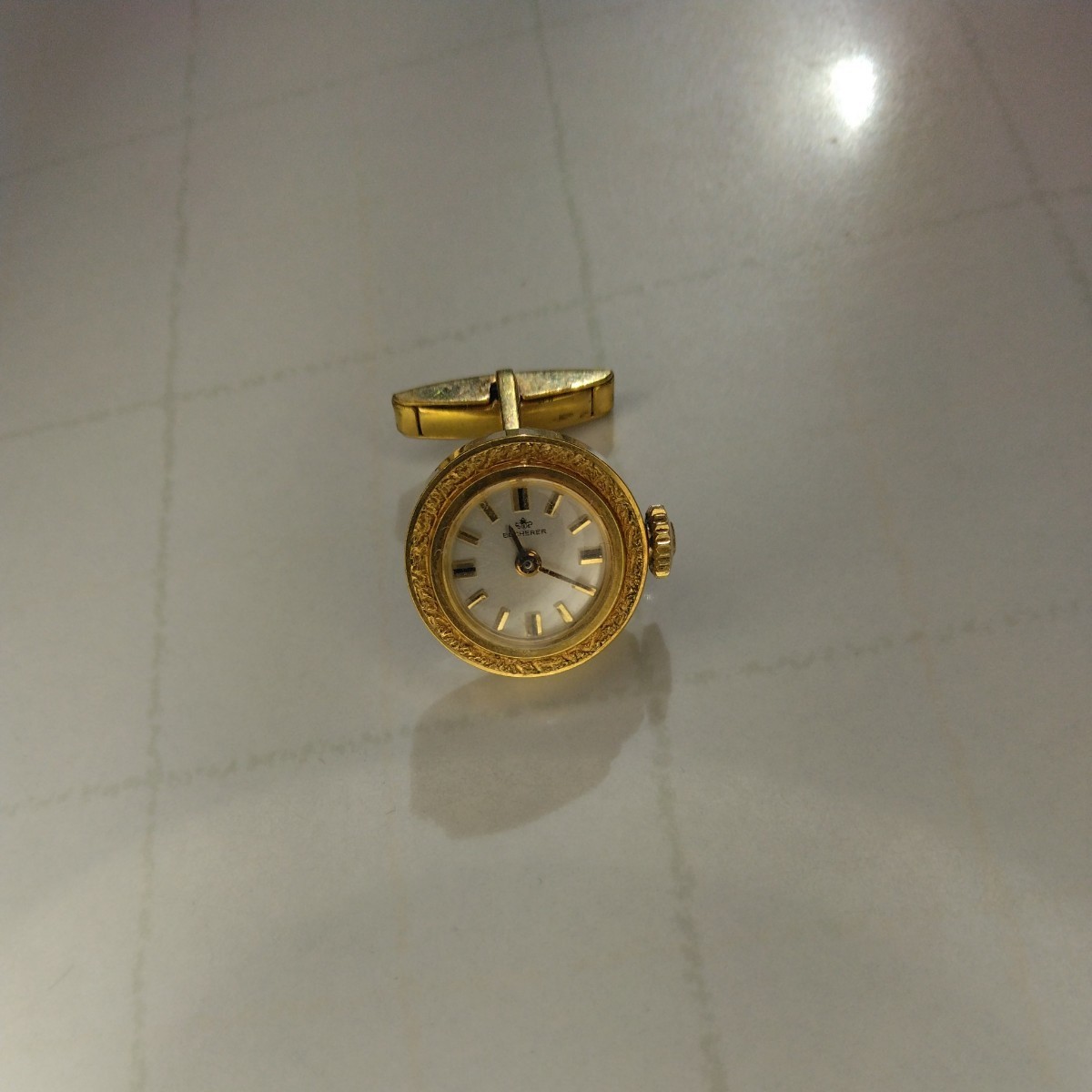 日本製 ブッフェラー 時計付カフスボタン アンティーク 手巻 石 手