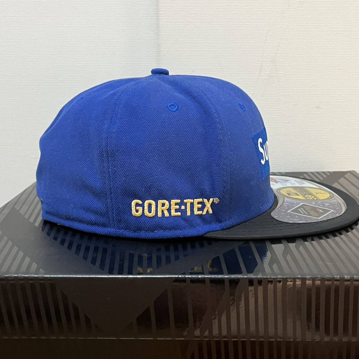 SUPREME シュプリーム 14AW Gore-Tex 2-Tone New Era Box Logo Cap ニューエラ ボックスロゴベースボールキャップ ブラック ブルー 7 1/4