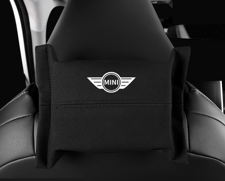 ミニ BMW MINI 車用ティッシュケース ティッシュカバー ティッシュホルダー スエード 　ティッシュ袋 収納 ブラック_画像2