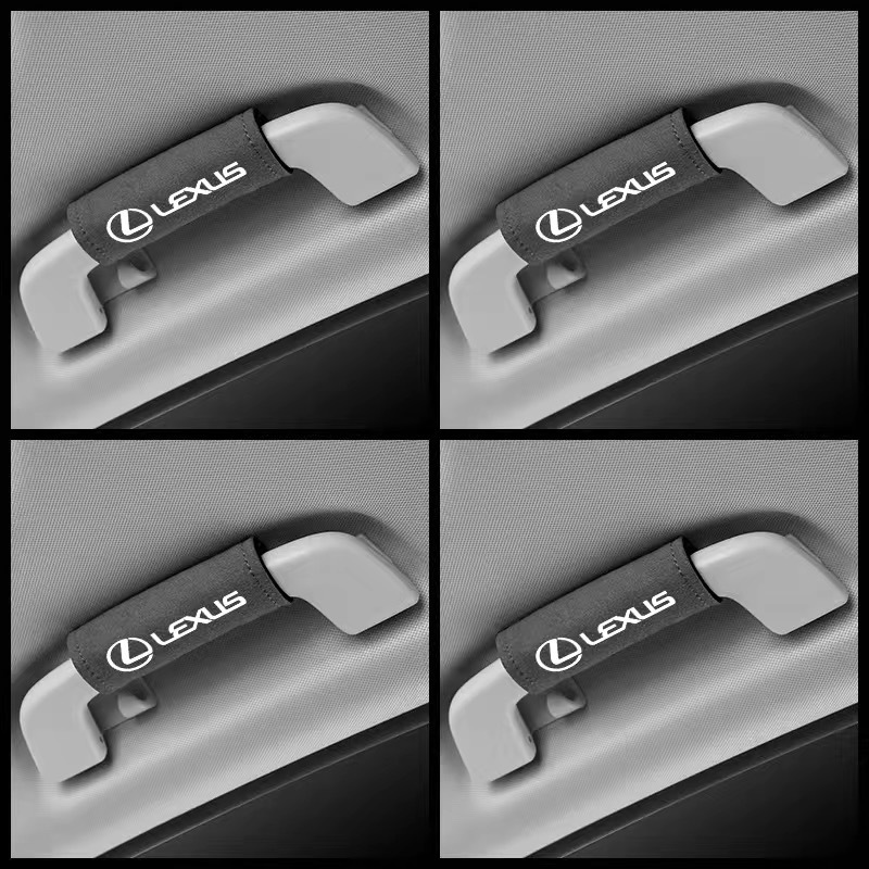 レクサス LEXUS ルーフハンドル保護カバー 車グリップカバー ルーフハンドル装飾 取っ手カバー キズ防止 4個セット グレー_画像1