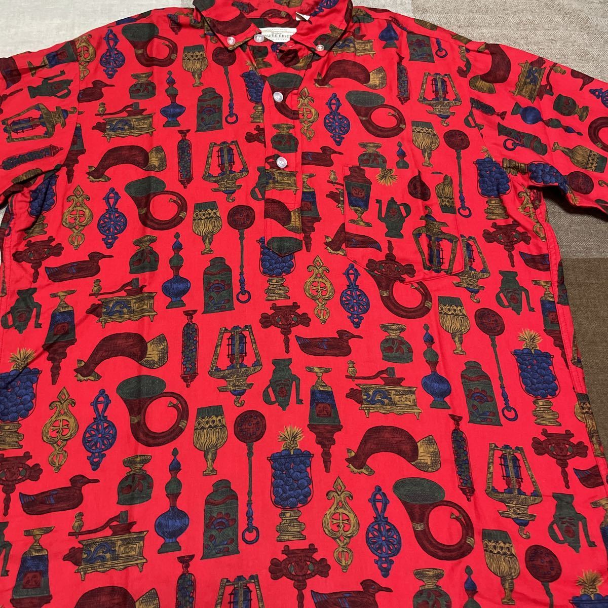 60s vintage shirt ヴィンテージ 総柄 プルオーバー シャツ usa製 アメリカ製 アロハシャツ 半袖シャツ_画像3