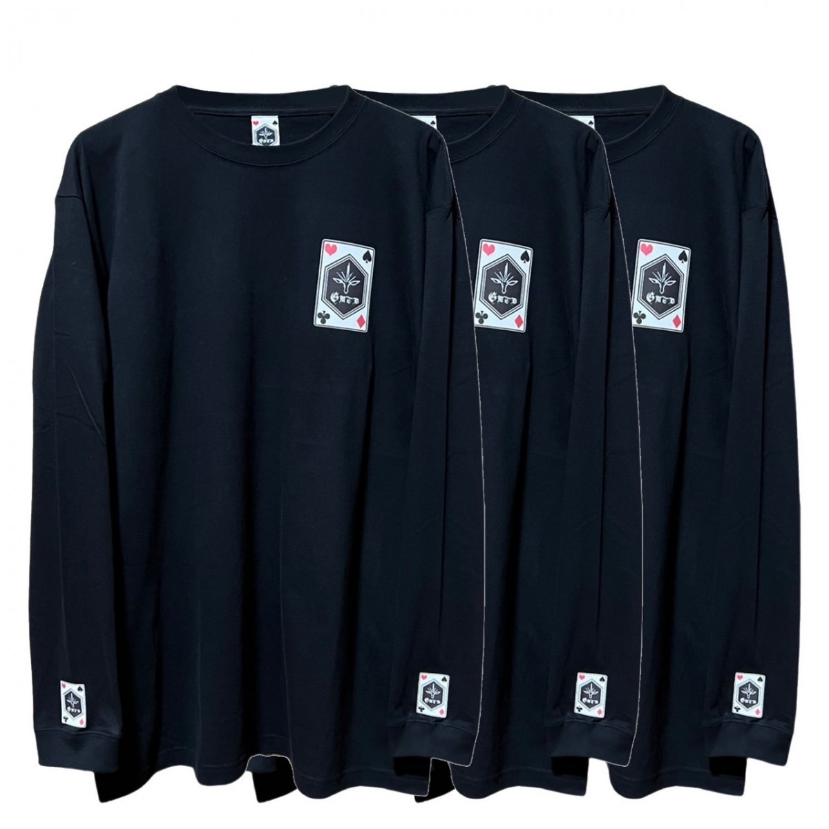GMTB　ロングTシャツ3枚セット　 Lサイズ　バックプリントなし　黒　新品　送料無料　メンズ　ロンT　長袖Tシャツ　トランプ