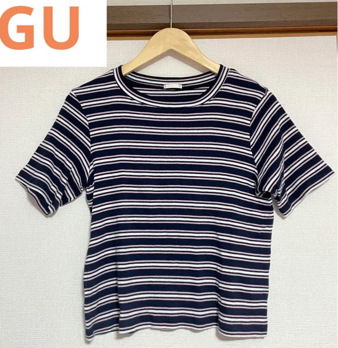 ☆新品☆GU マルチボーダー　レディース　Tシャツ　カットソー　Uネック　最終お値下げ済み！！