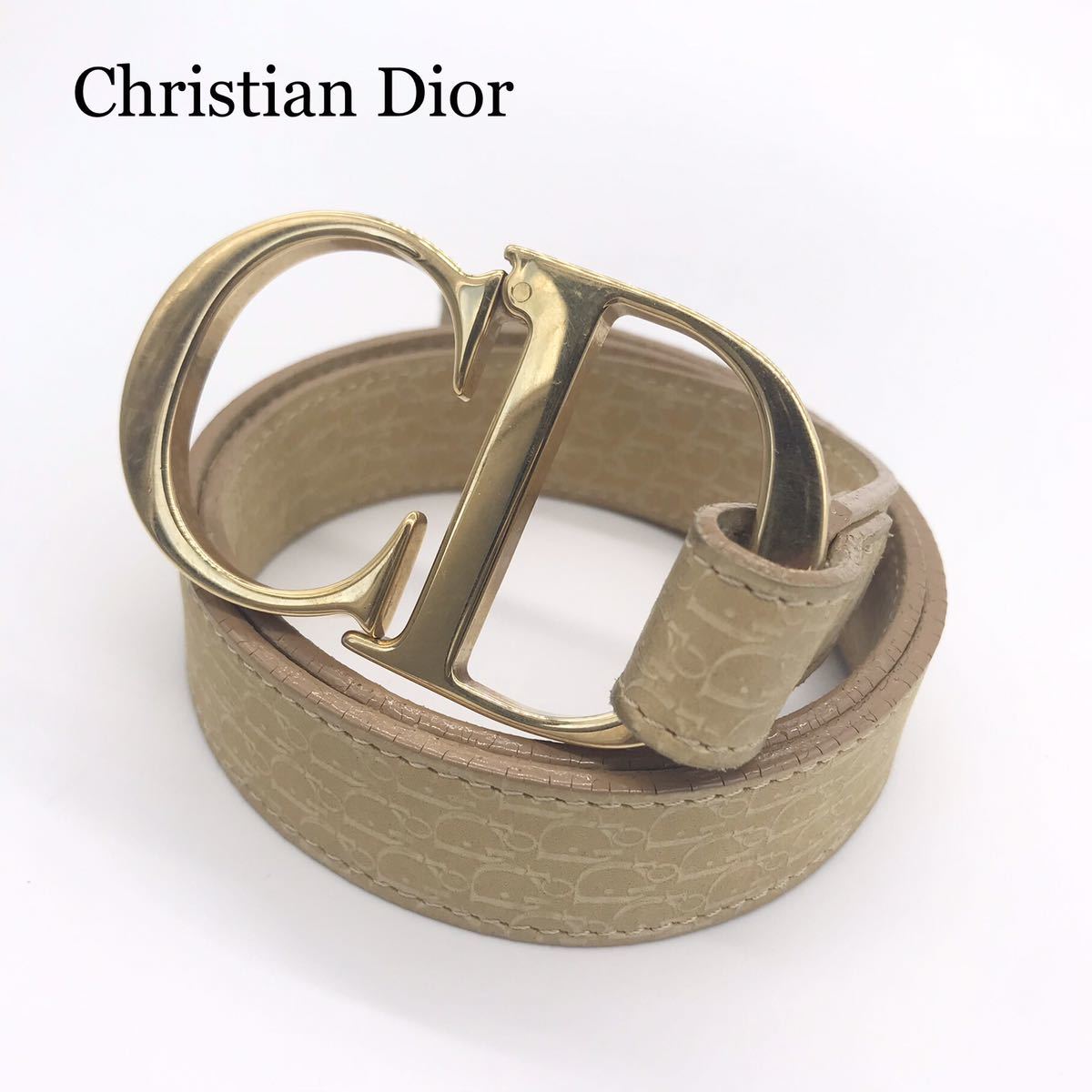 【誠実】 Dior 【超希少】Christian ディオール ベルト　ベージュ CDロゴ トロッター その他