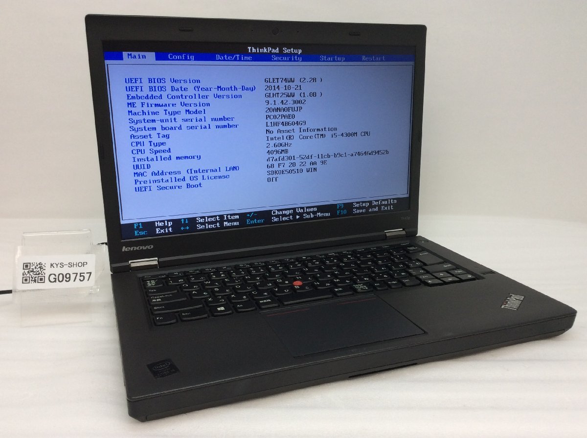 ジャンク/ LENOVO 20ANA0FUJP ThinkPad T440p Intel Core i5-4300M