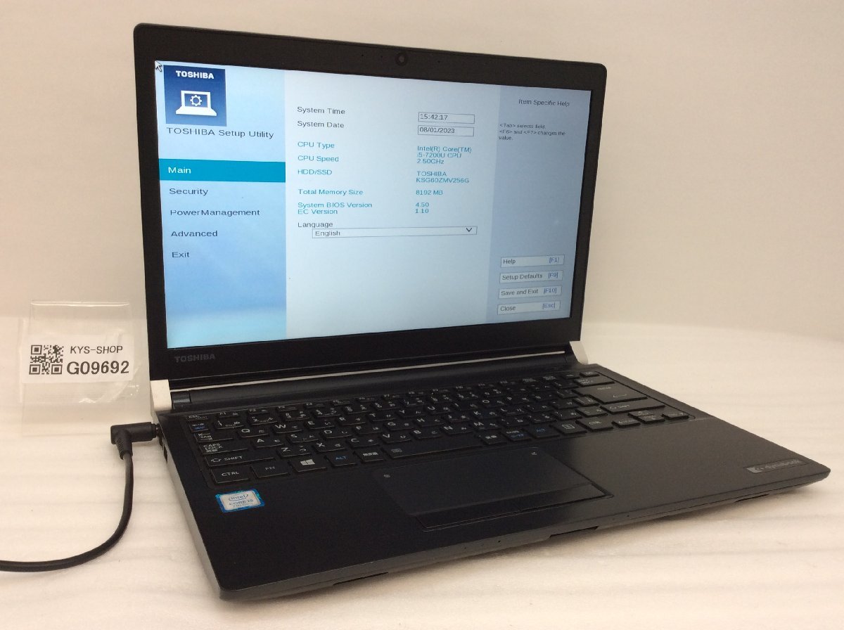 TOSHIBA dynabook R73/H PR73HEL4447AD11 Intel Core i5-7200U メモリ8.19GB SSD256.06GB OS無し【G09692】_画像1