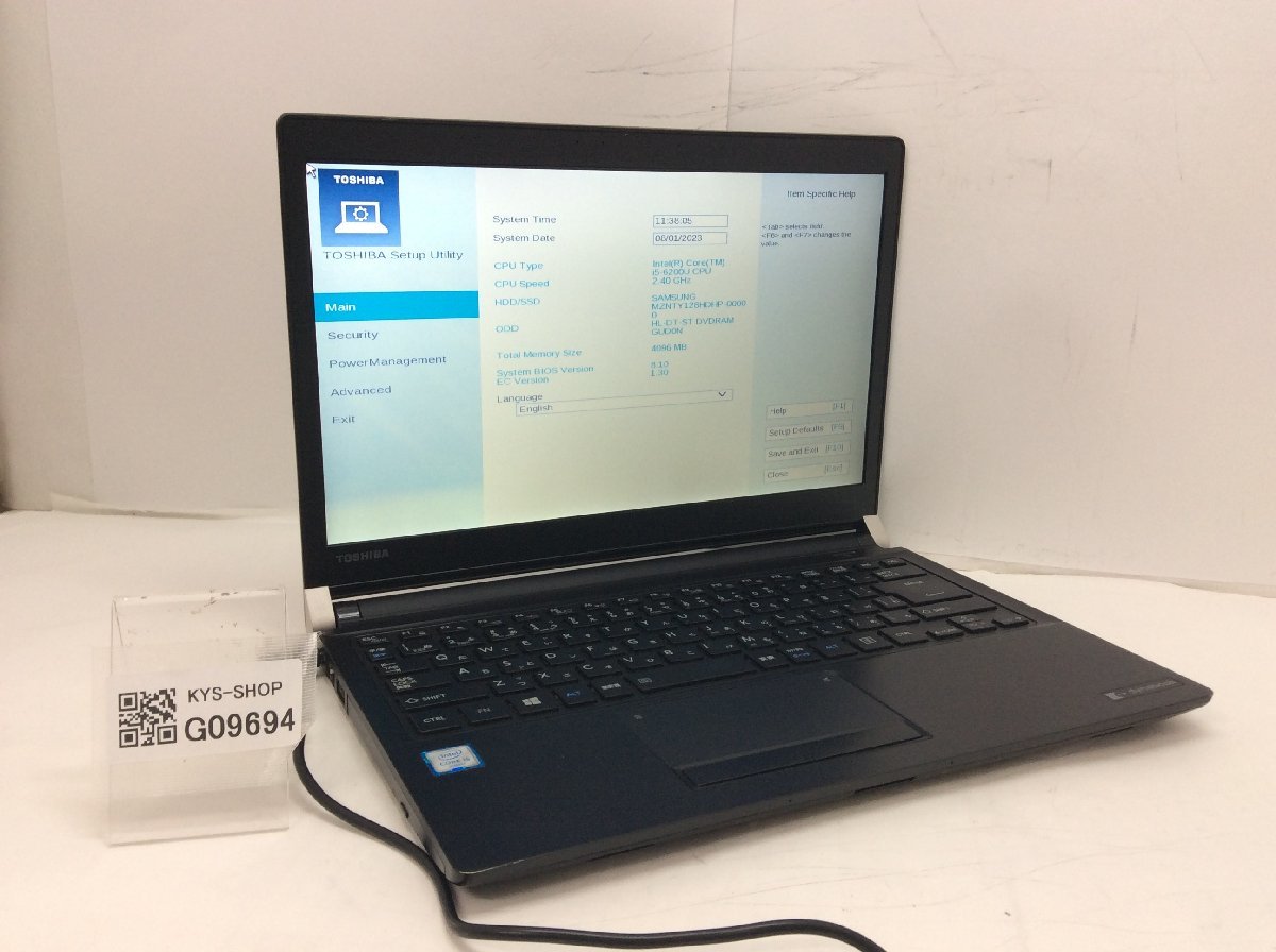 TOSHIBA dynabook R73/D PR73DEJA6R7AD11 Intel Core i5-6200U メモリ4.1GB SSD128.03GB OS無し【G09694】_画像1