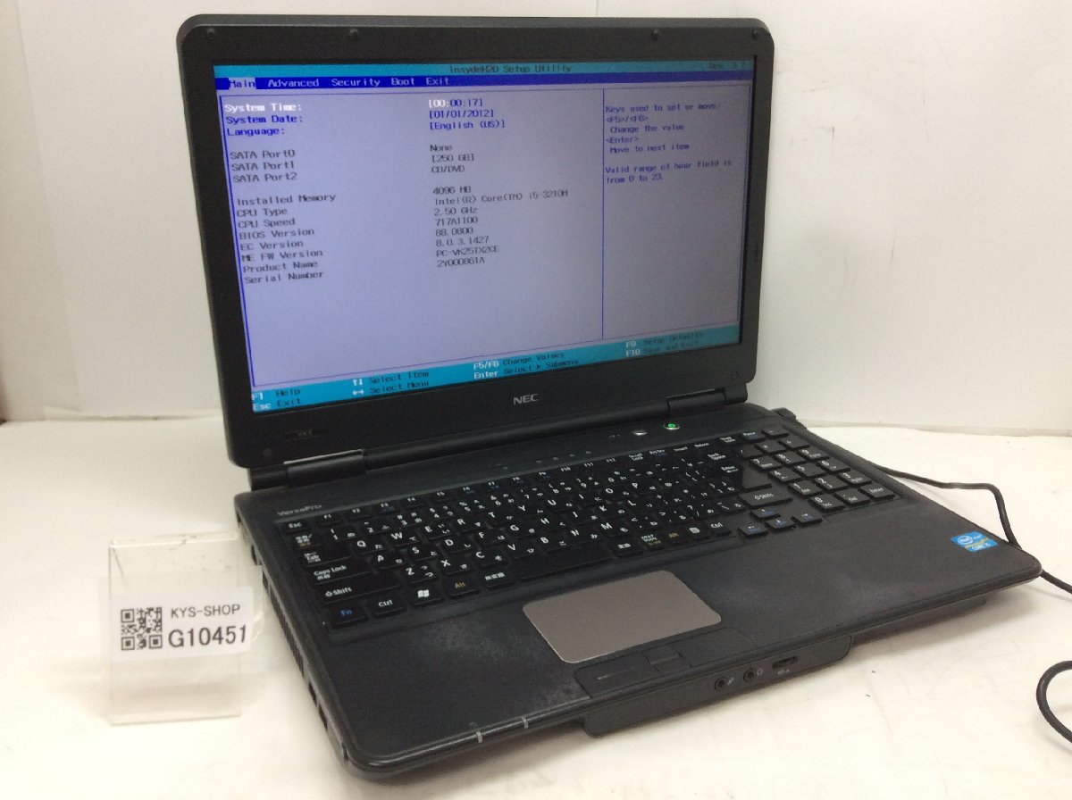 ジャンク/ NEC PC-VK25TXZCE Intel Core i5-3210M メモリ4.1GB HDD250.05GB 【G10451】_画像1