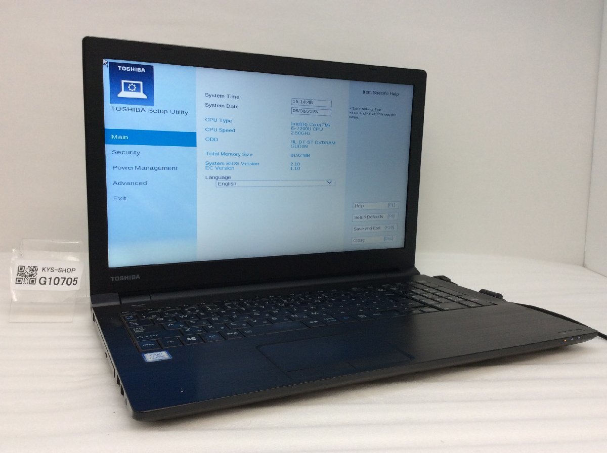 時間指定不可】 dynabook TOSHIBA ジャンク/ B65/J 【G10705