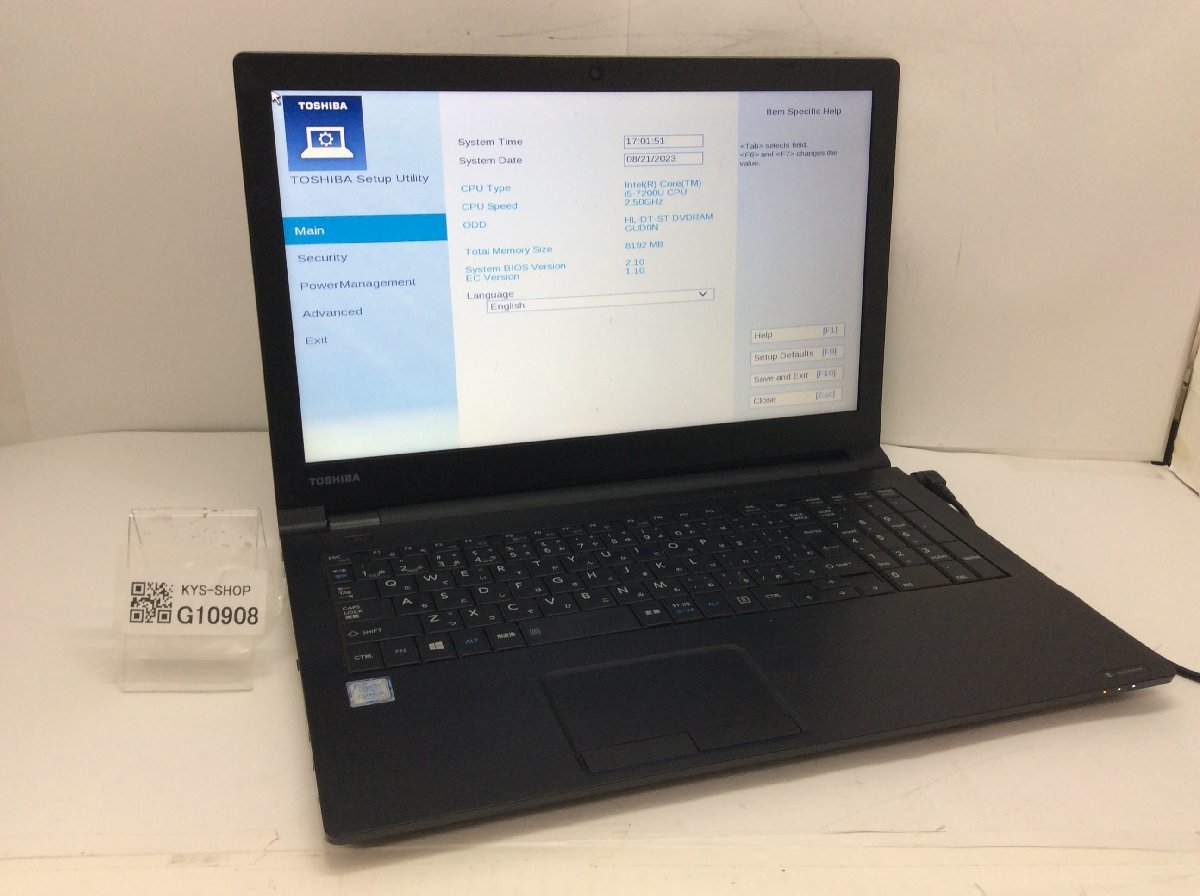 注目の TOSHIBA ジャンク/ dynabook 【G10908】 ストレージ無し メモリ