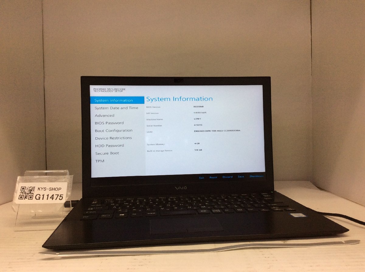 保証書付】 i3-6100U Core Intel VJPB11 VAIO ジャンク/ メモリ4.1GB