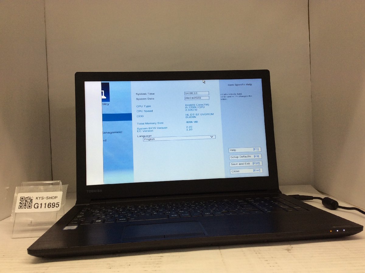 ジャンク/ TOSHIBA dynabook B55/J PB55JEB142AAD11 Intel Core i5-7200U メモリ4.1GB ストレージ無し 【G11695】の画像1