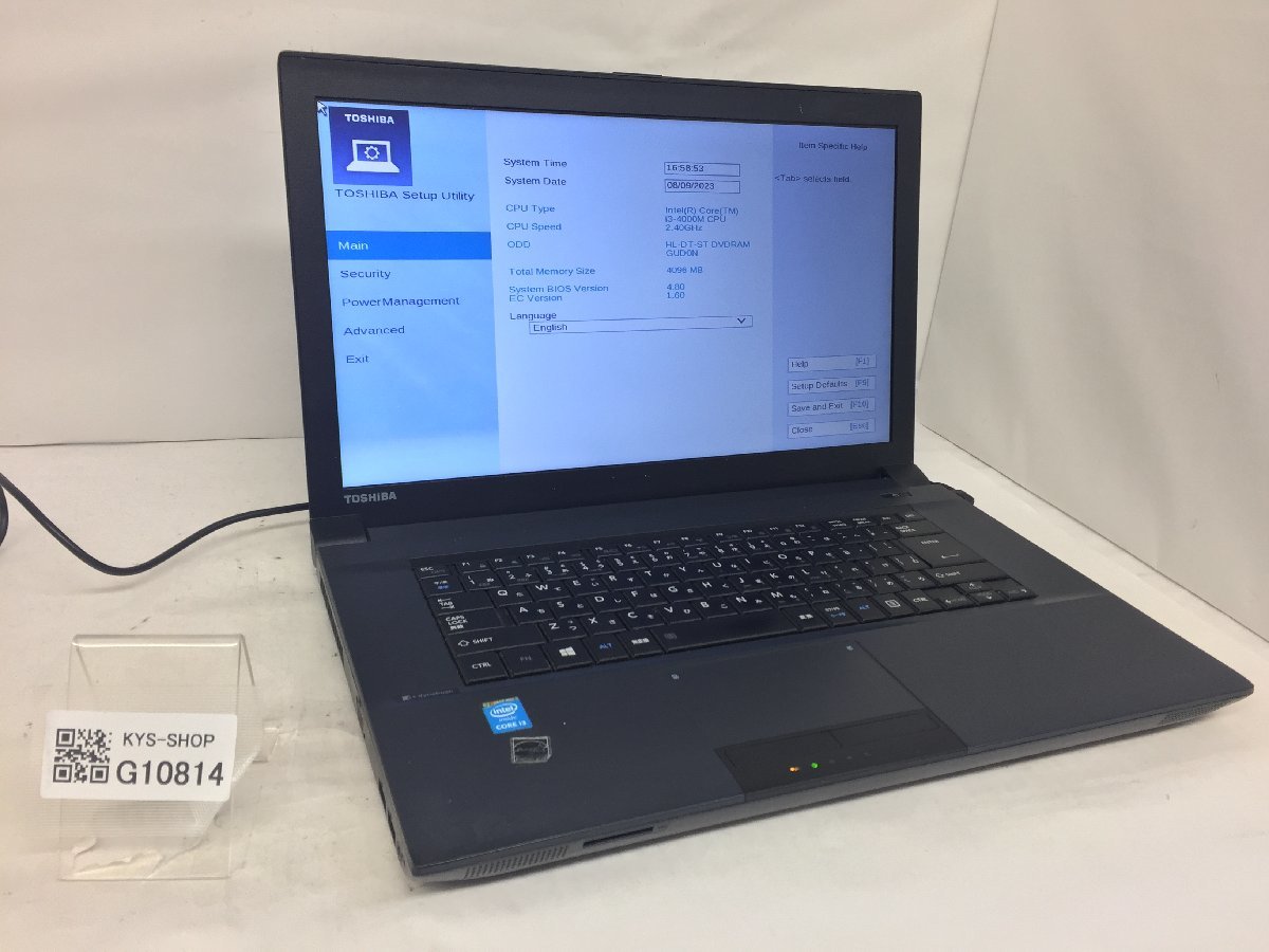 ジャンク/ TOSHIBA dynabook B554/U PB554UGJ4R5AA81 Intel Core i3-4000M メモリ4.1GB ストレージ無し 【G10814】_画像1