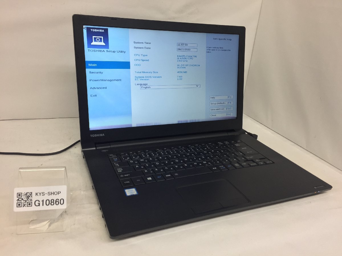 ジャンク/ TOSHIBA dynabook B65/B PB65BBAA422AD81 Intel Core i5-6300U メモリ4.1GB ストレージ無し 【G10860】の画像1