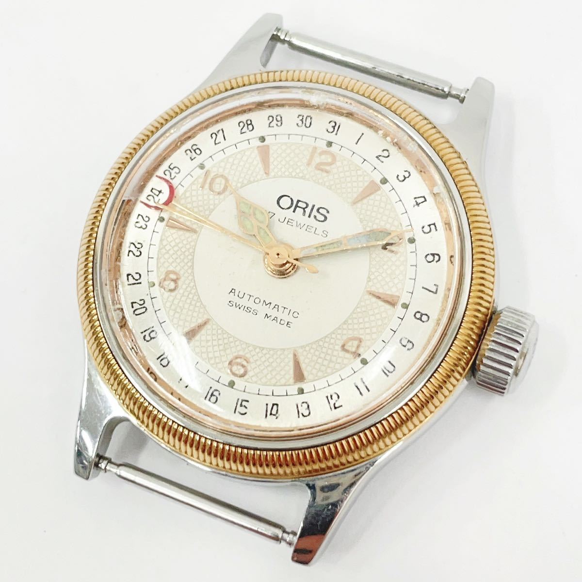 稼動品 ORIS オリス 7400B 574 ポインターデイト 3針 自動巻 メンズ 裏スケルトン17石 スイス製 R阿0625○(オリス)｜売買されたオークション情報、ヤフオク!  の商品情報をアーカイブ公開