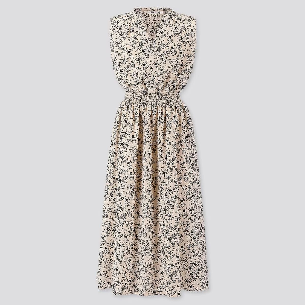UNIQLO プリントシャーリングロングワンピース(小花柄 UNIQLO プリントシャーリングロングワンピース(小花柄