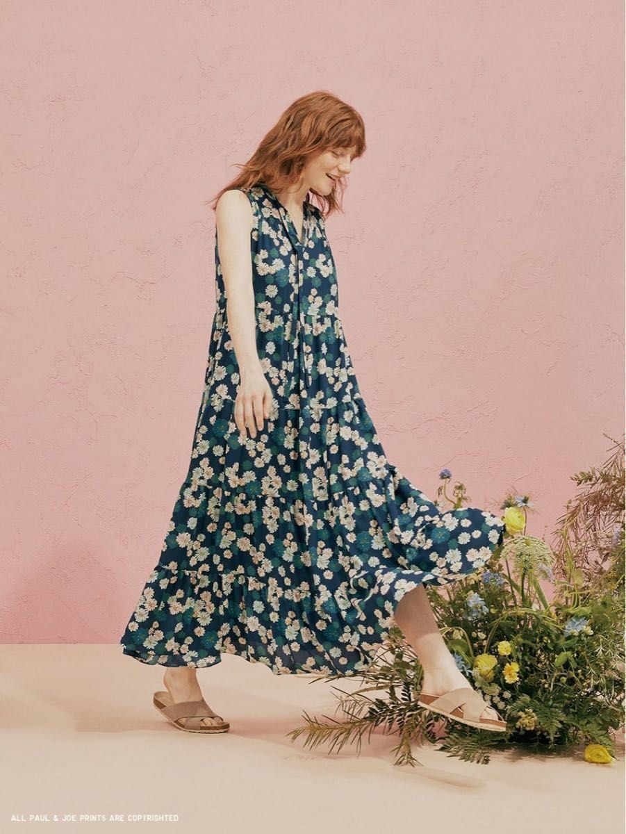 極美品 ポール&ジョー プリーツ花柄ワンピ フラワープリント-
