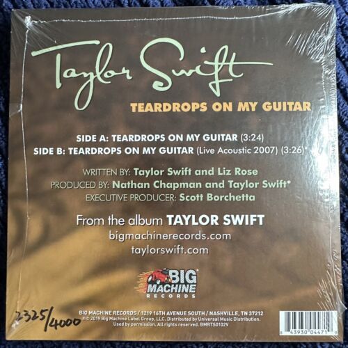 Taylor Swift Numbeレッド / Vinyl LP teardrops on my guitar 7インチ inch 2325/4000 Rare 海外 即決 2