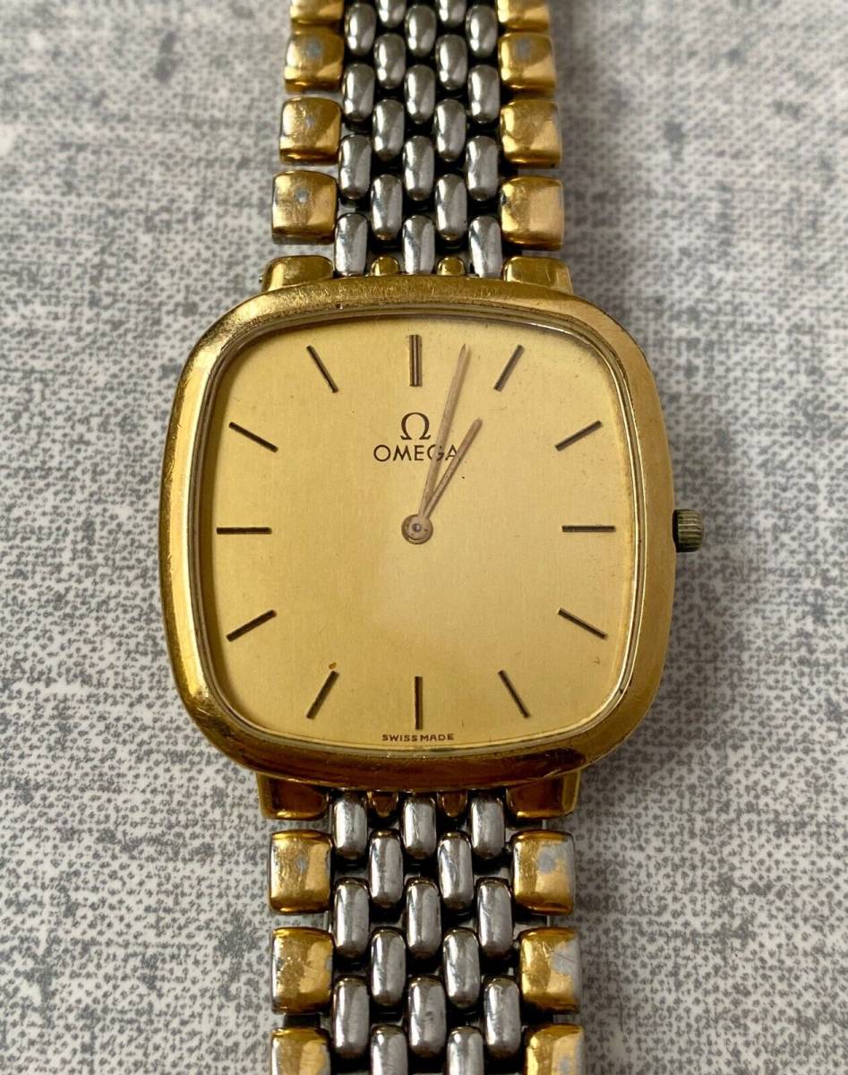 OMEGA De Ville Quartz Automatic Watch Vintage Lady Gold Dial Ref