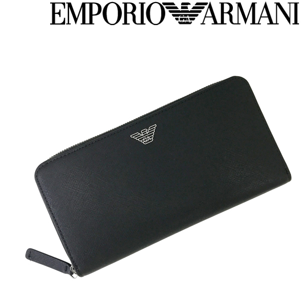 EMPORIO ARMANI 長財布 エンポリオアルマーニ ブランド イーグルロゴ ジップアラウンド ブラック Y4R169-Y138E-81072_画像1