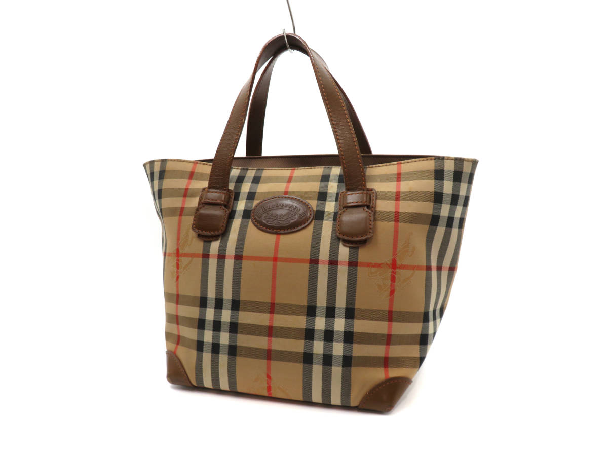 11525 美品 BURBERRY バーバリーノバチェック柄 ホースロゴ キャンバス