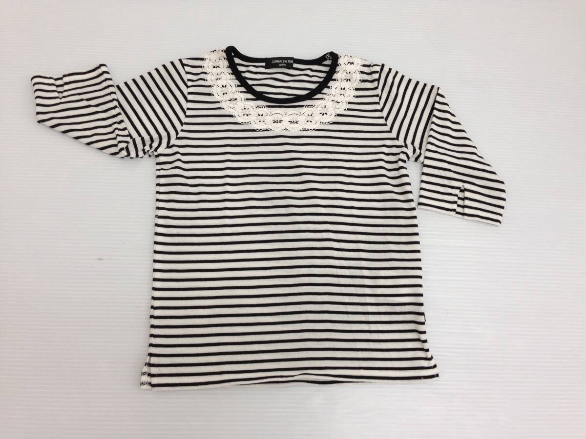 【再値下げ！即決！お買い得！】★COMME CA ISM/コムサデイズム★子供服　Tシャツ　カットソー　7分袖　白/黒　ボーダー　120Acm　_画像1