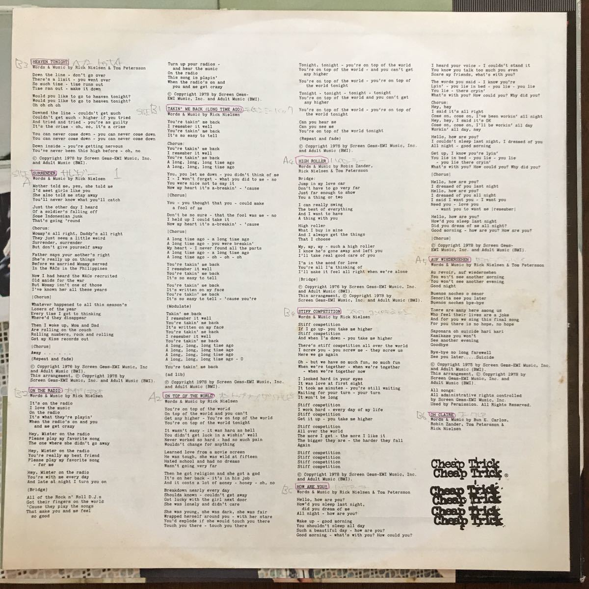 LP CHEAP TRICK/HEAVEN TONIGHT 日本盤帯付 チープ・トリック/天国の罠_画像4