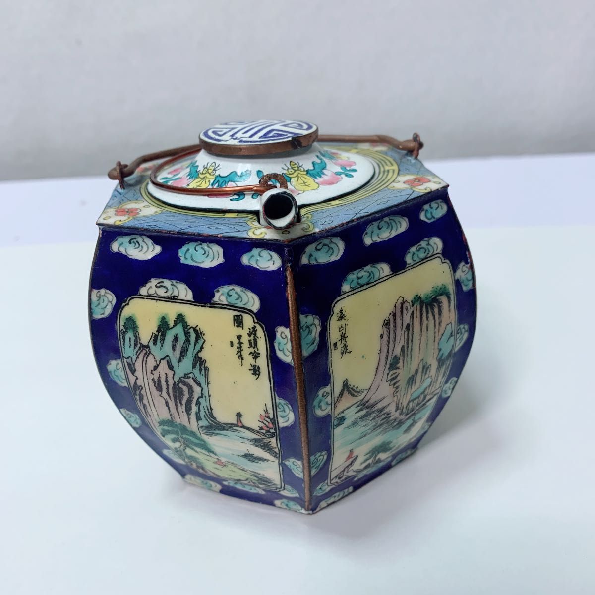 中国  六角酒器　チロリ　熱燗　大明宣徳　アンティーク　ヴィンテージ 徳利 煎茶道具 古美術