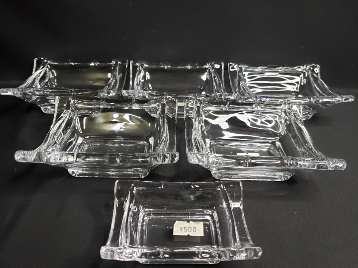 クリスタルガラス 器 竹 crystal 硝子 新品 未使用 バンブー 器 皿 食器_画像2