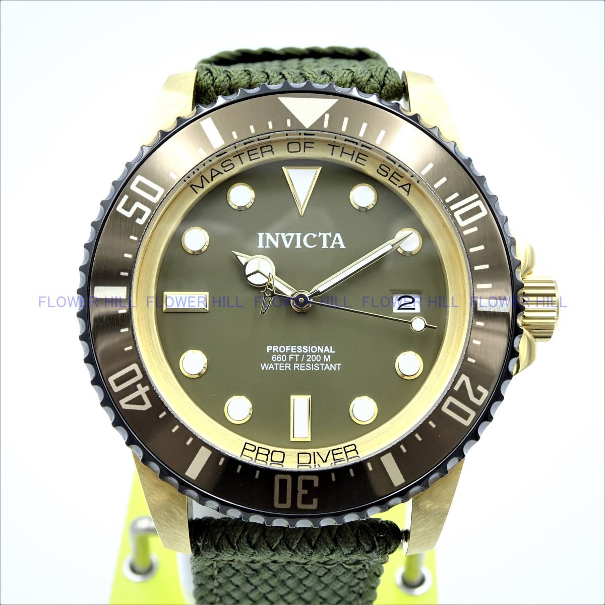 【新品・送料無料】インビクタ INVICTA 腕時計 メンズ 38240 プロダイバー PRO DIVER 自動巻き グリーン ファブリックバンド カレンダー